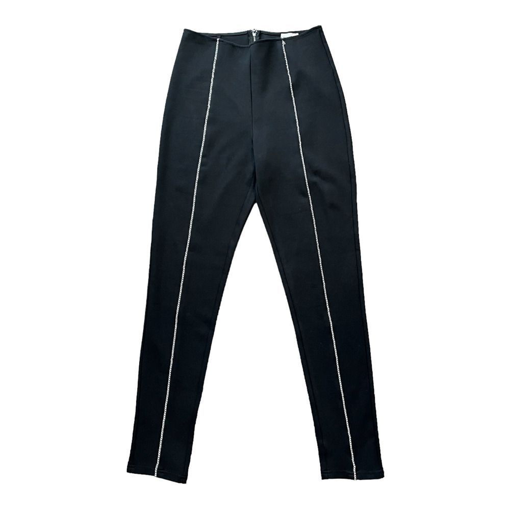 SUPERDOWN Womens Stallion Pants Black Chain Detail High Waisted Tapered Leg M